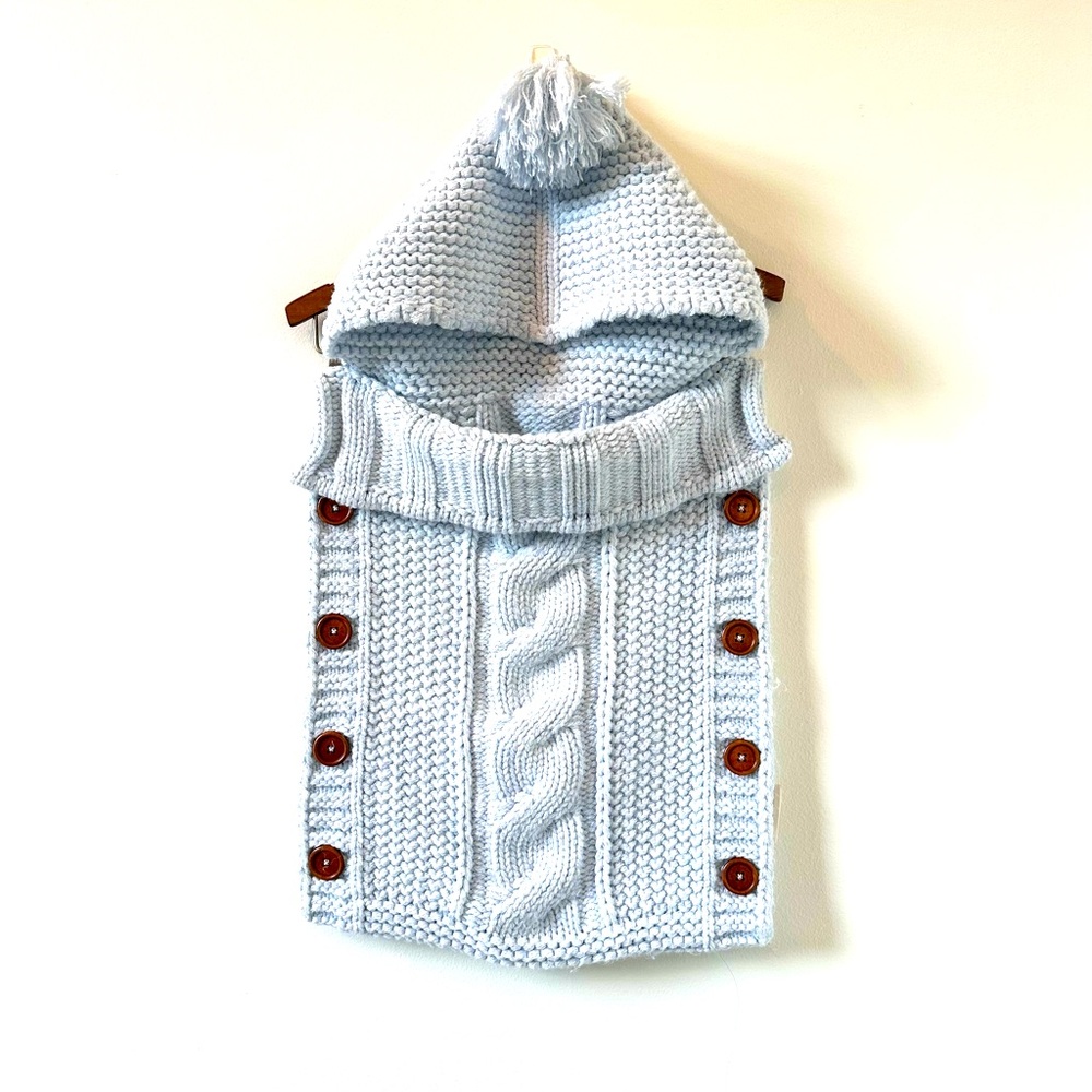 Nipperland baby envelope cable knit light powder blue